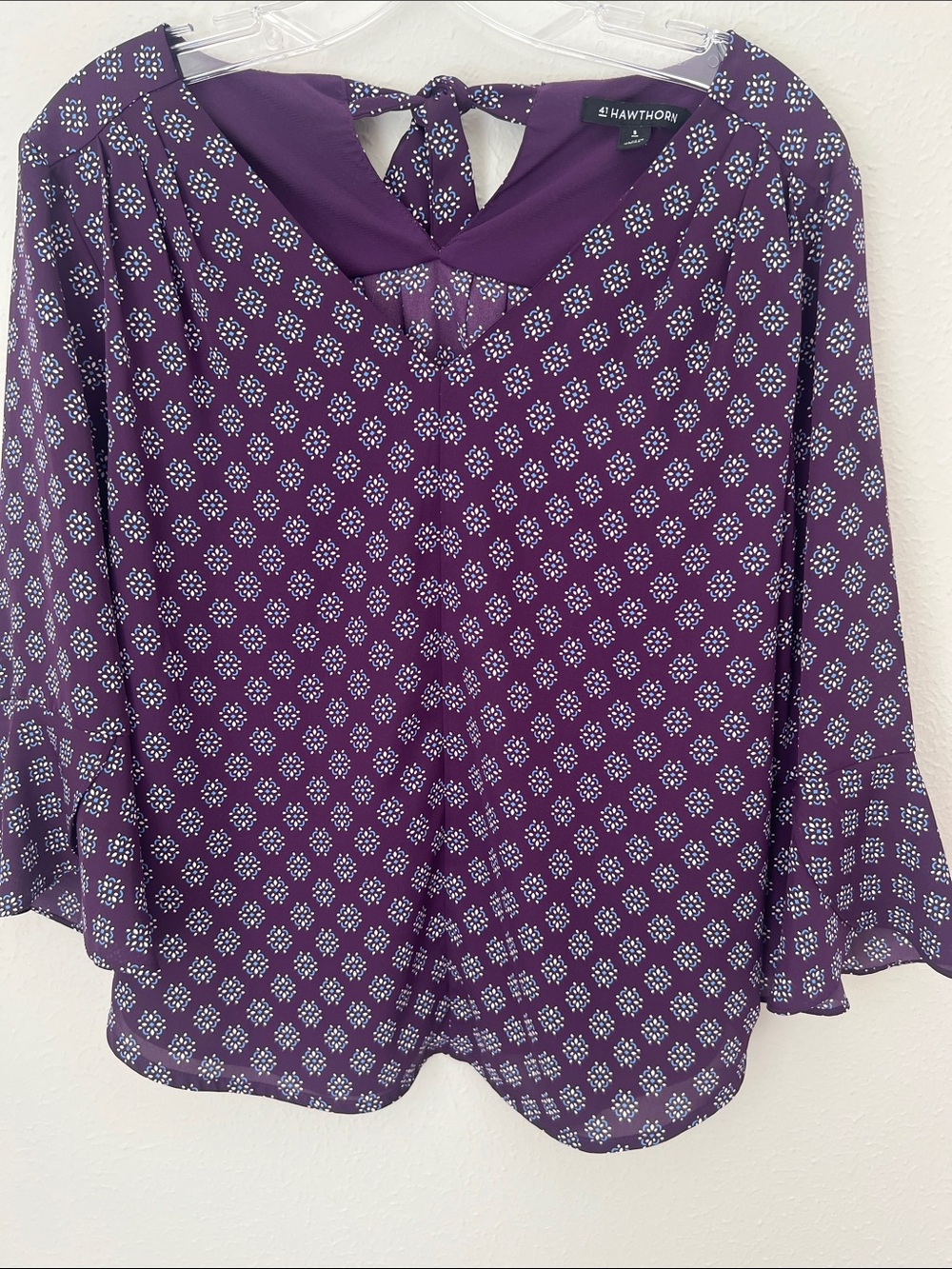 41 Hawthorn Purple Printed Tie-Back Blouse